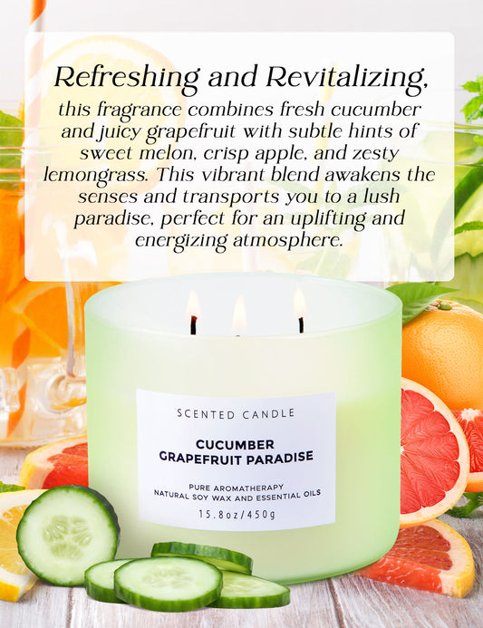 Cucumber Grapefruit Paradise Soy Candle 3-Wick