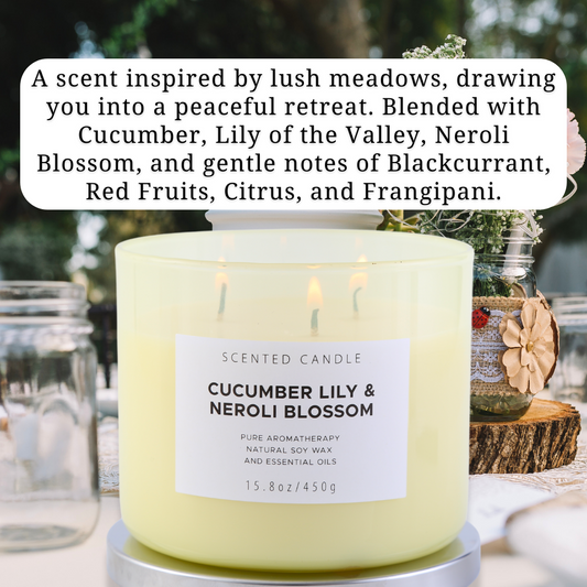 Cucumber Lily & Neroli Blossom Soy Candle 3-Wick