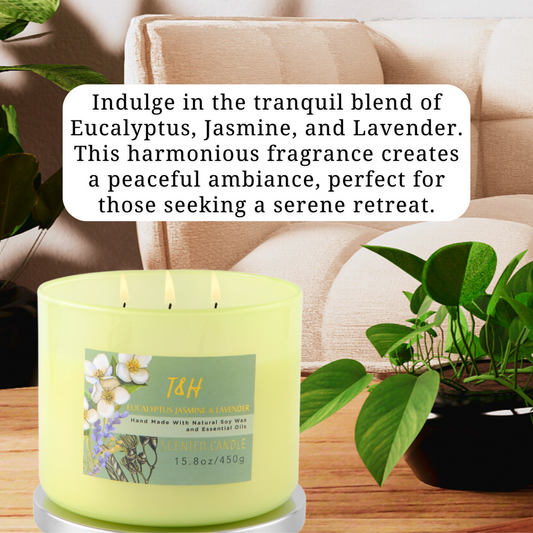 Eucalyptus Jasmine & Lavender Soy Candle 3-Wick