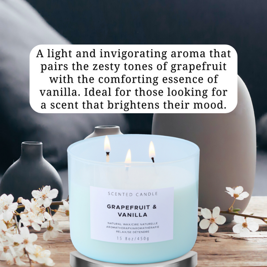 Grapefruit & Vanilla Soy Candle 3-Wick