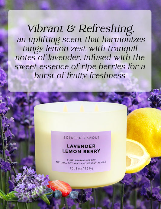 Lavender Lemon Berry Soy Candle 3-Wick