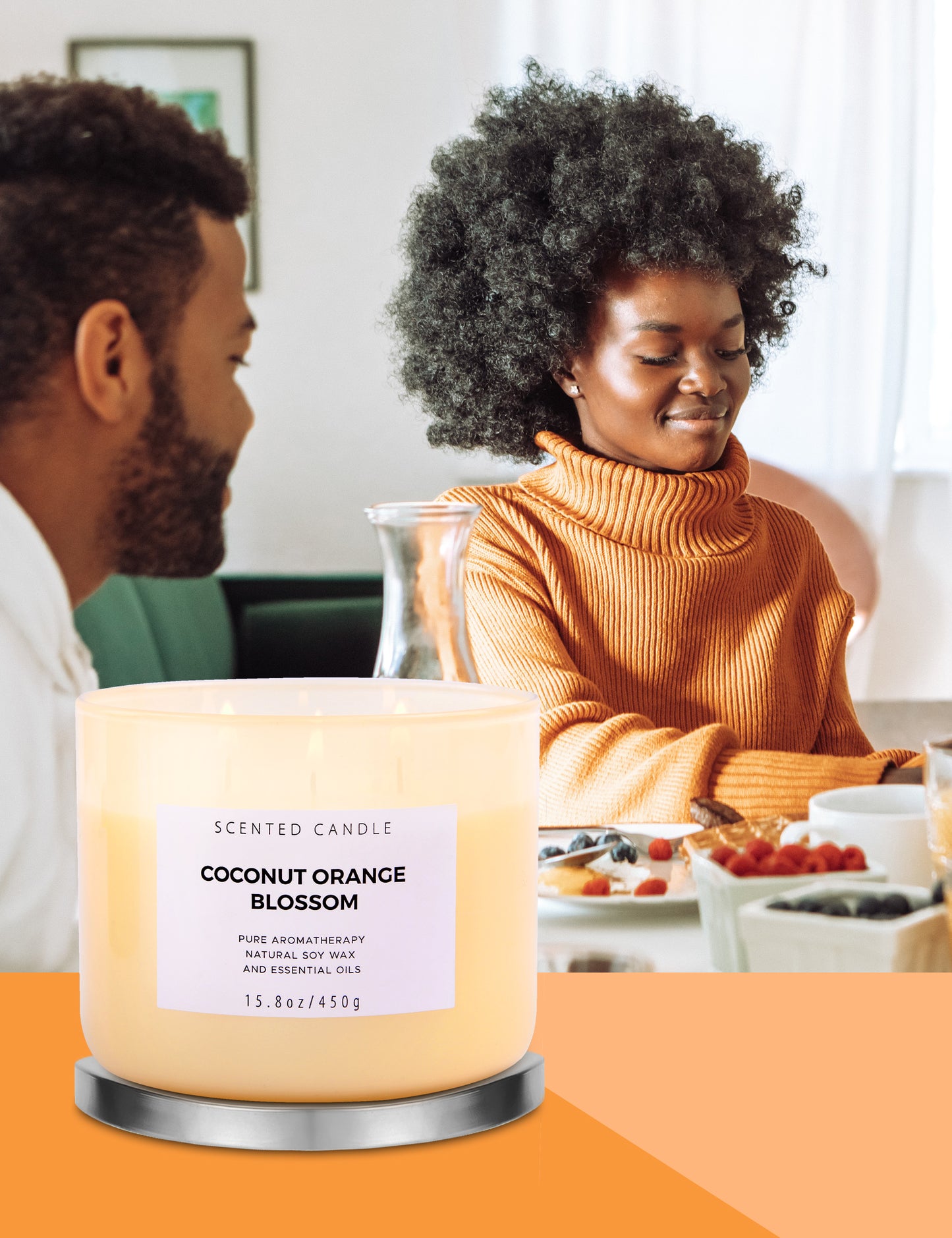 Coconut Orange Blossom Soy Candle 3-Wick