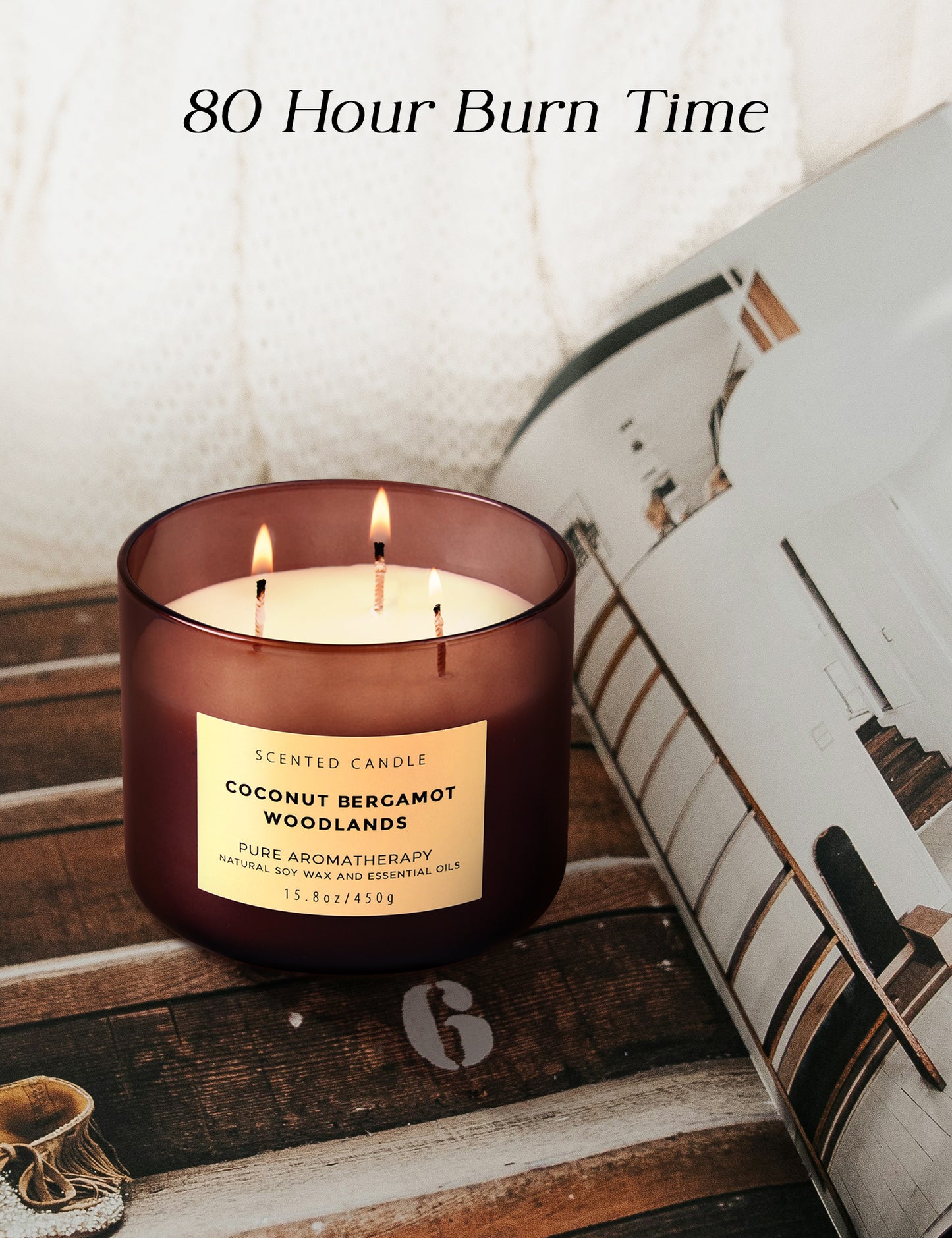 Coconut Bergamot Woodlands Soy Candle 3-Wick