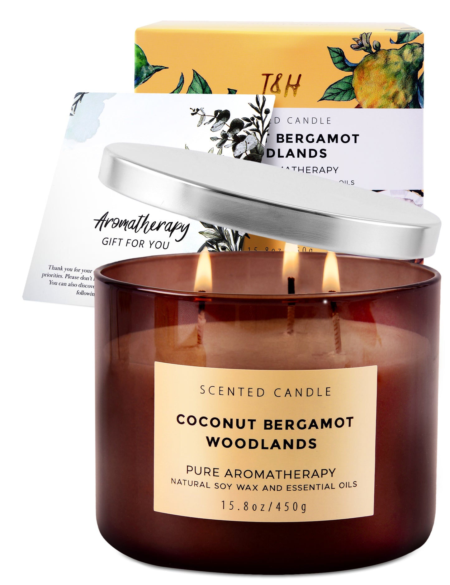 Coconut Bergamot Woodlands Soy Candle 3-Wick