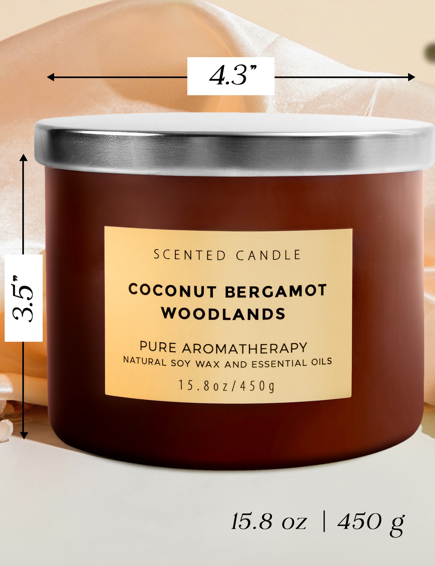 Coconut Bergamot Woodlands Soy Candle 3-Wick