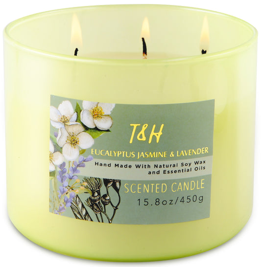 Eucalyptus Jasmine & Lavender Soy Candle 3-Wick