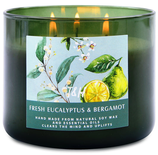 Fresh Eucalyptus & Bergamot Soy Candle 3-Wick