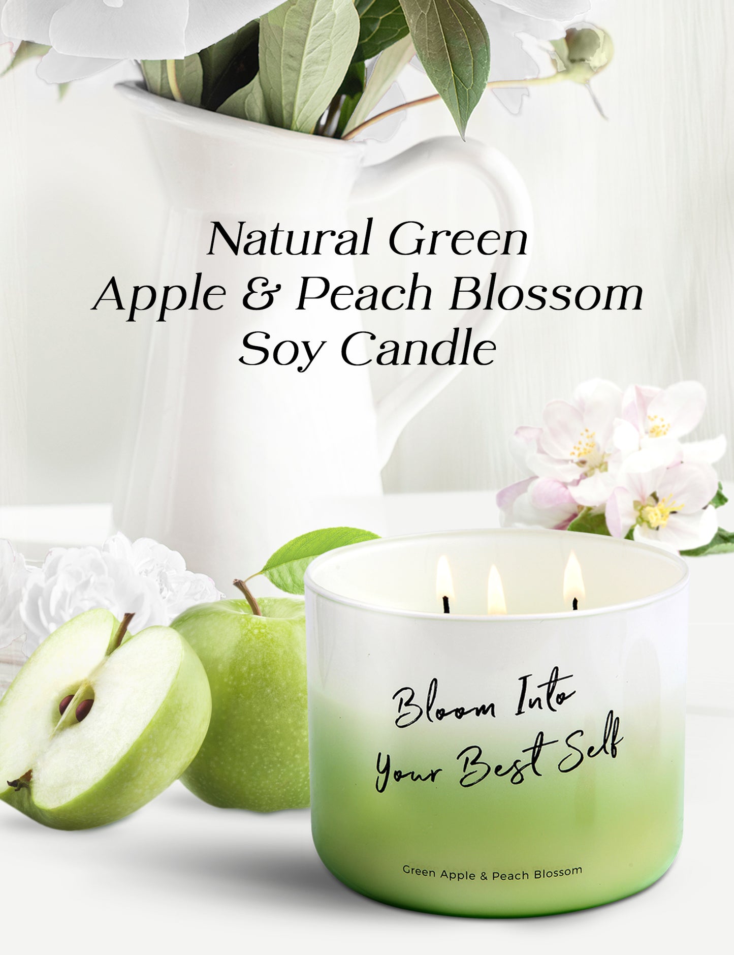 Green Apple & Peach Blossom Soy Candle 3-Wick