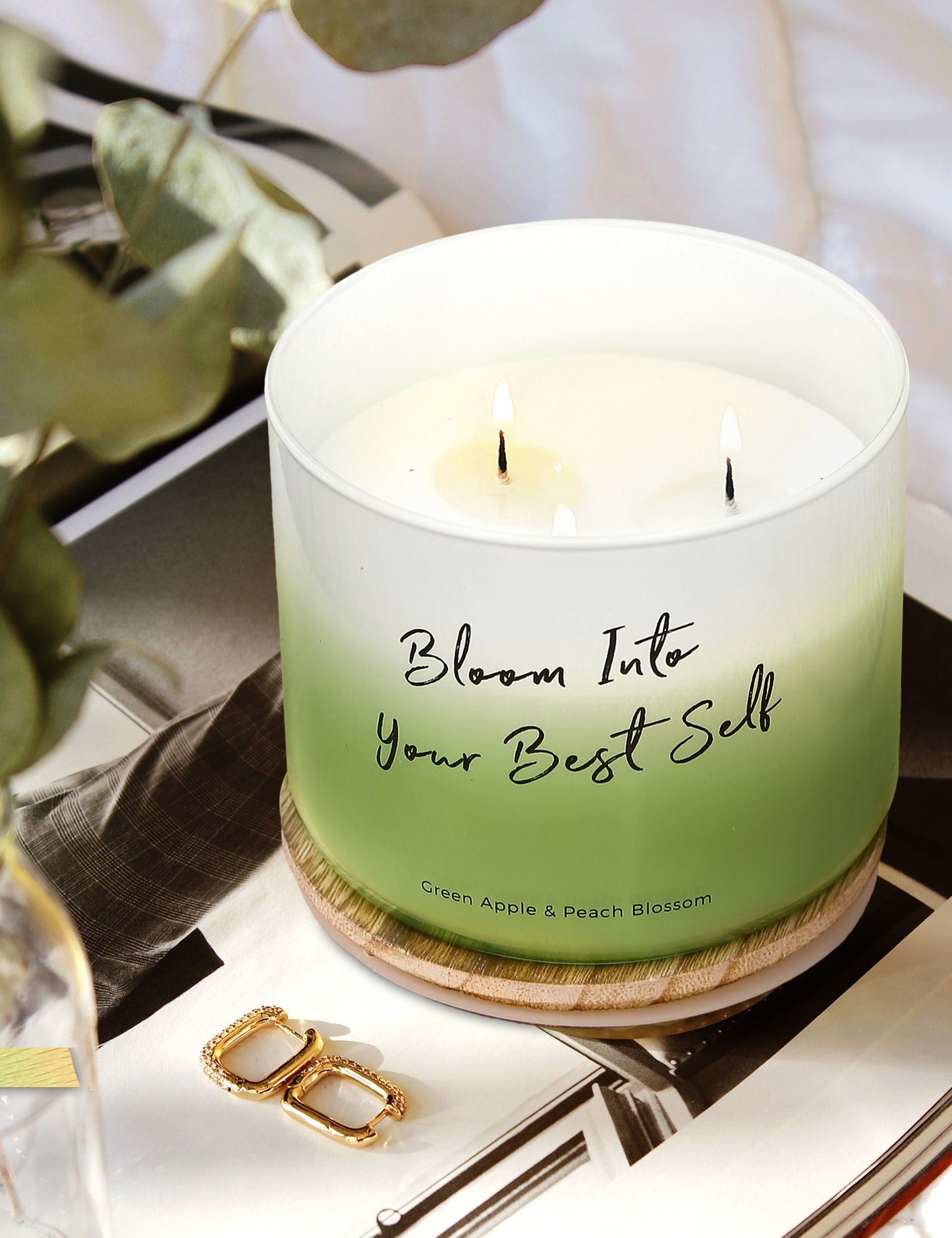 Green Apple & Peach Blossom Soy Candle 3-Wick