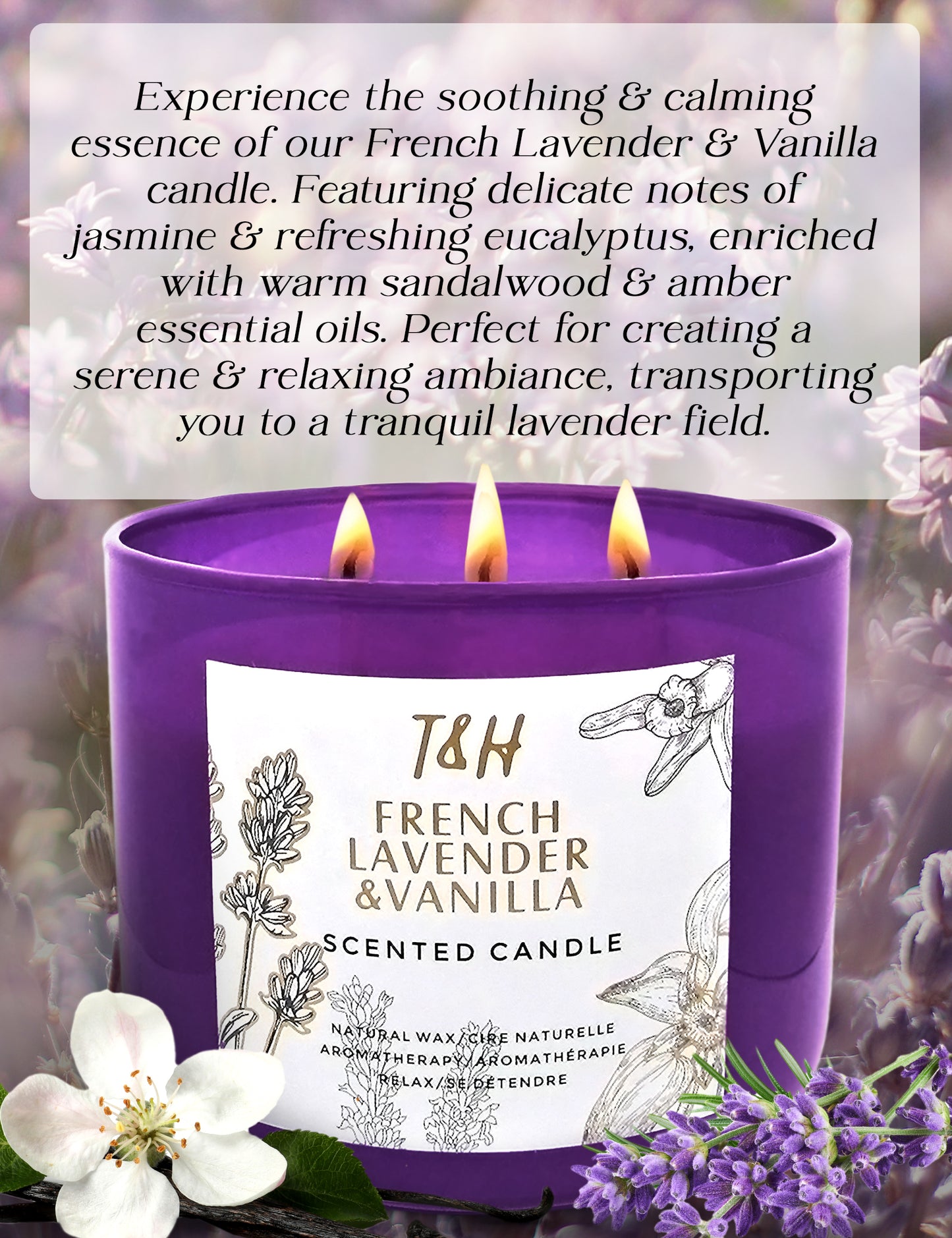 Lavender & Vanilla Soy Candle 3-Wick