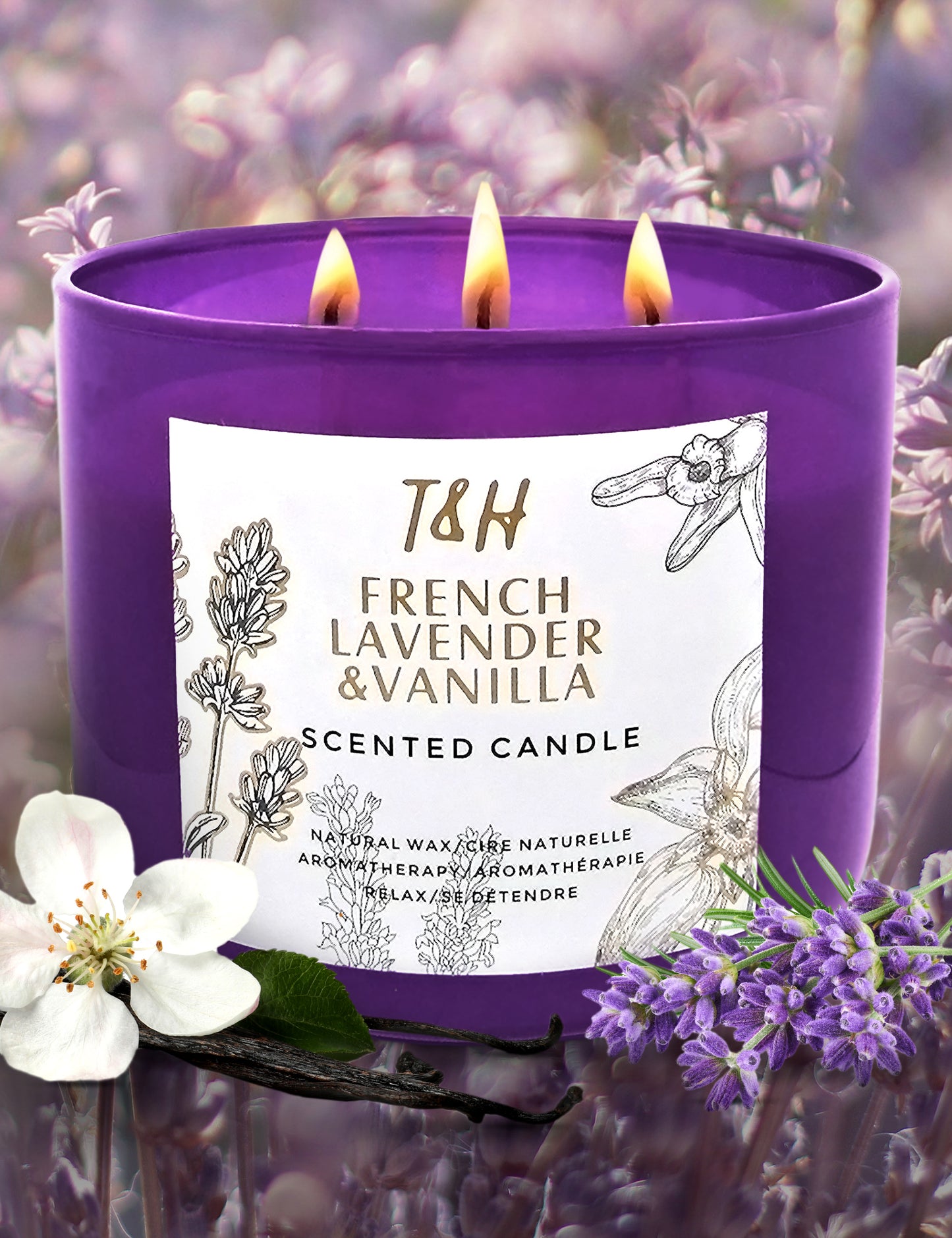 Lavender & Vanilla Soy Candle 3-Wick