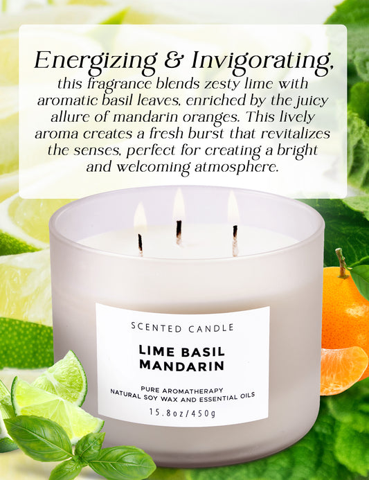 Lime Basil Mandarin Soy Candle 3-Wick