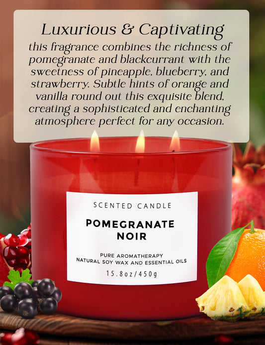 Pomegranate Noir Soy Candle 3-Wick