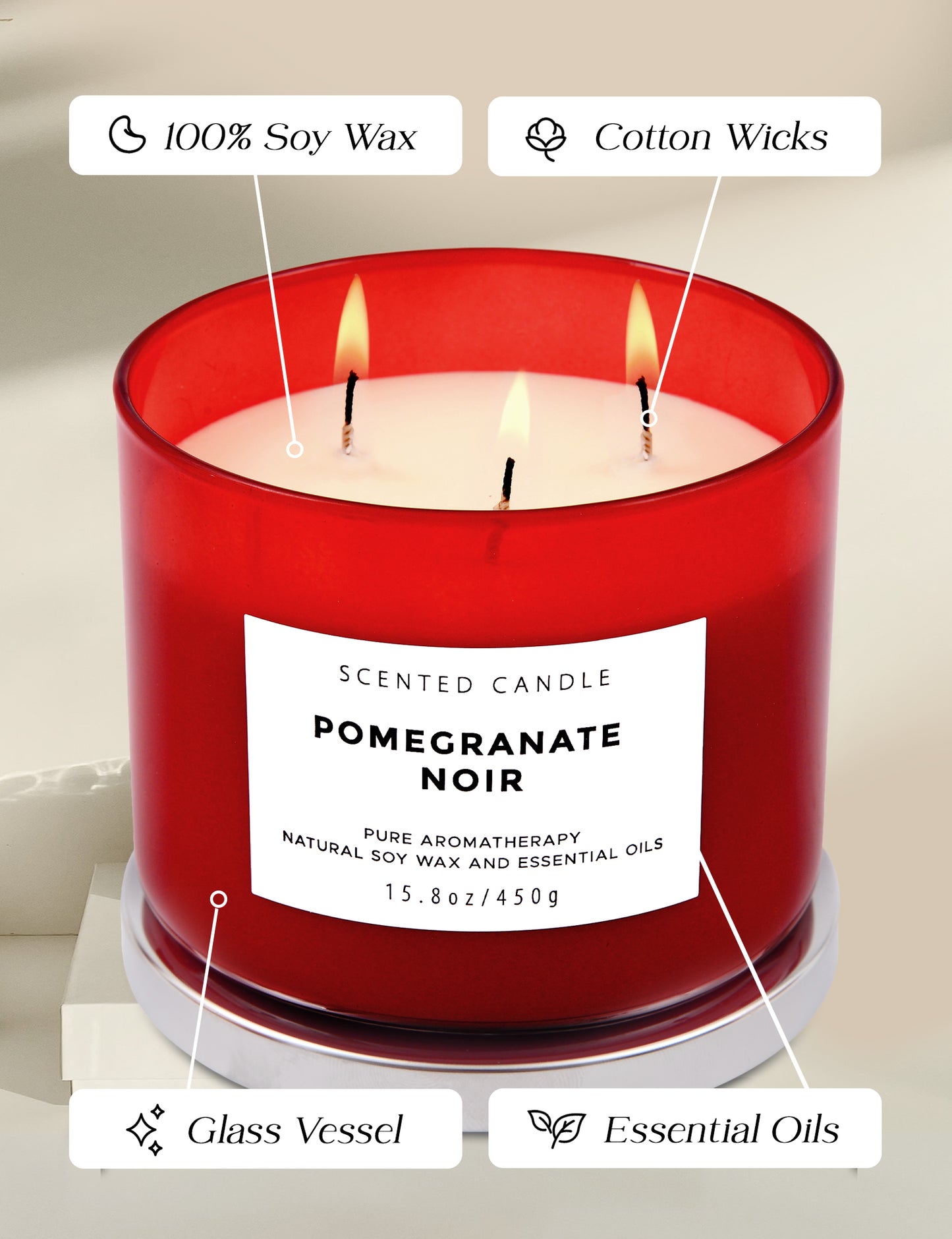 Pomegranate Noir Soy Candle 3-Wick