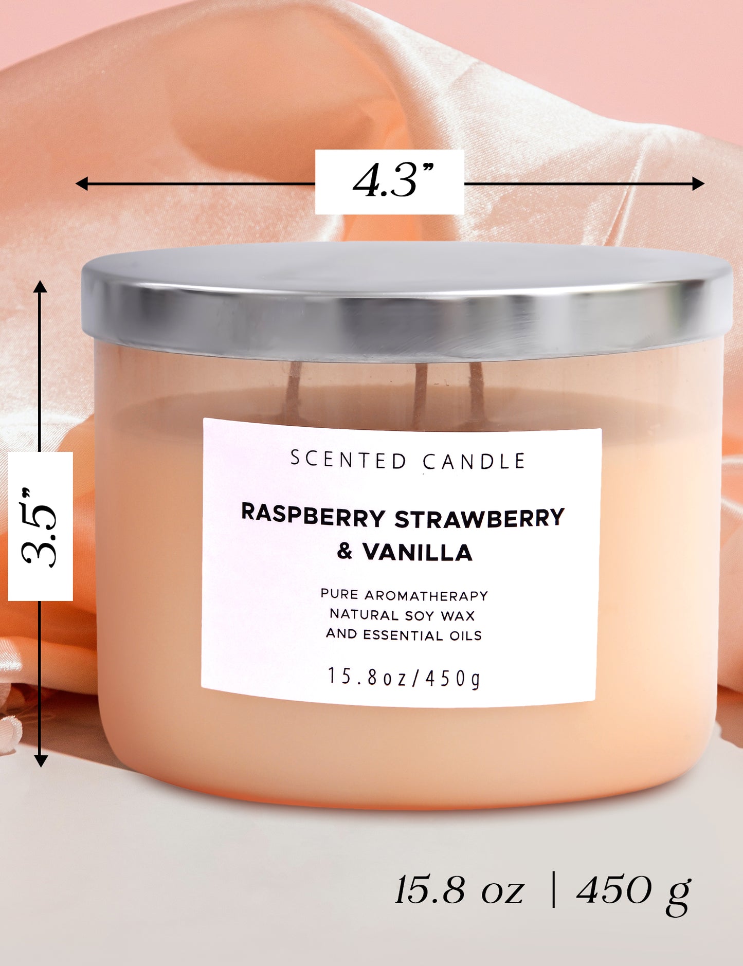 Raspberry Strawberry & Vanilla Soy Candle 3-Wick